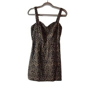 Wild Fable Women's XS Leopard Print‎ Mini Dress Corduroy Casual Y2K Mob Wife